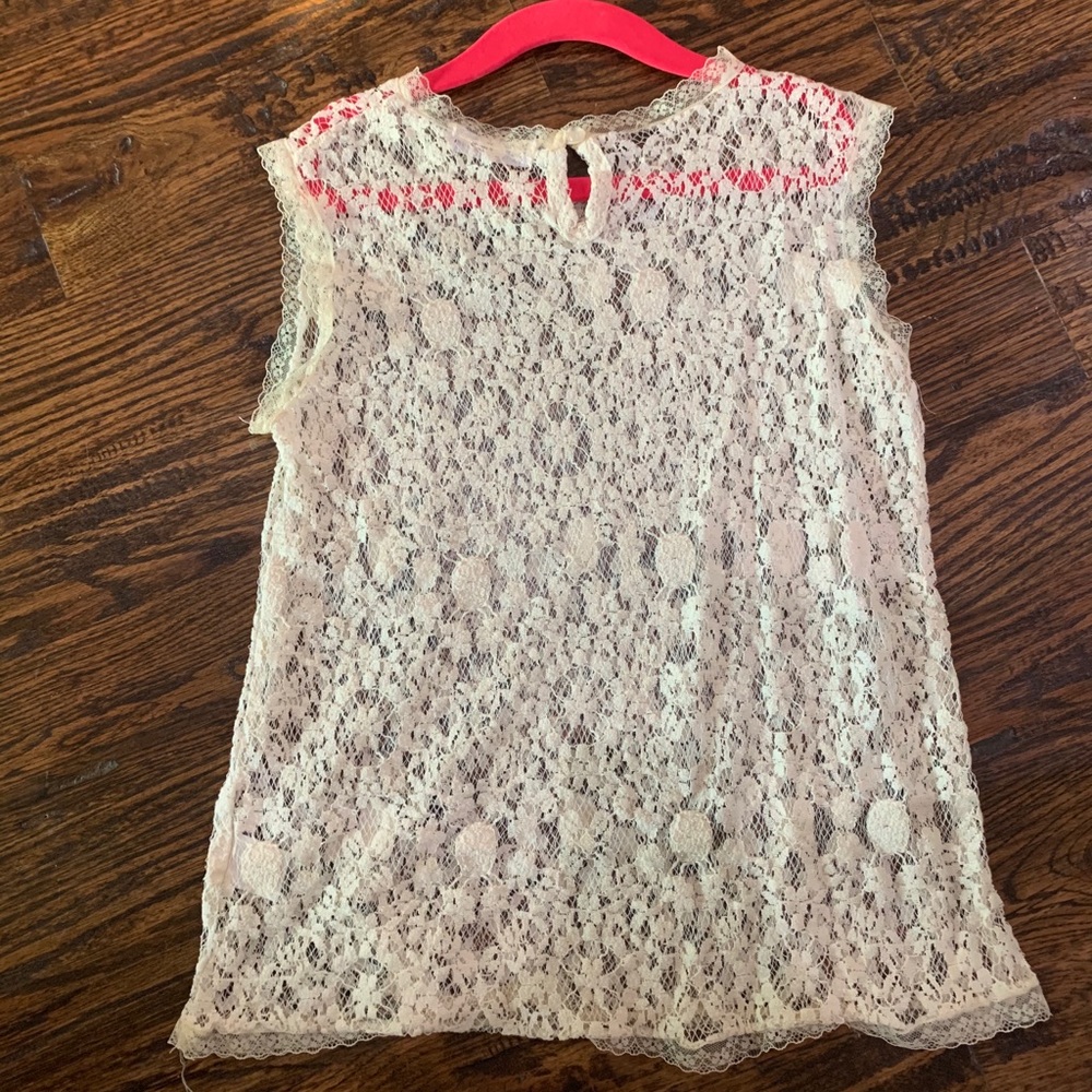 Mae Li Rose Off-white Lace Girls Top Size 7